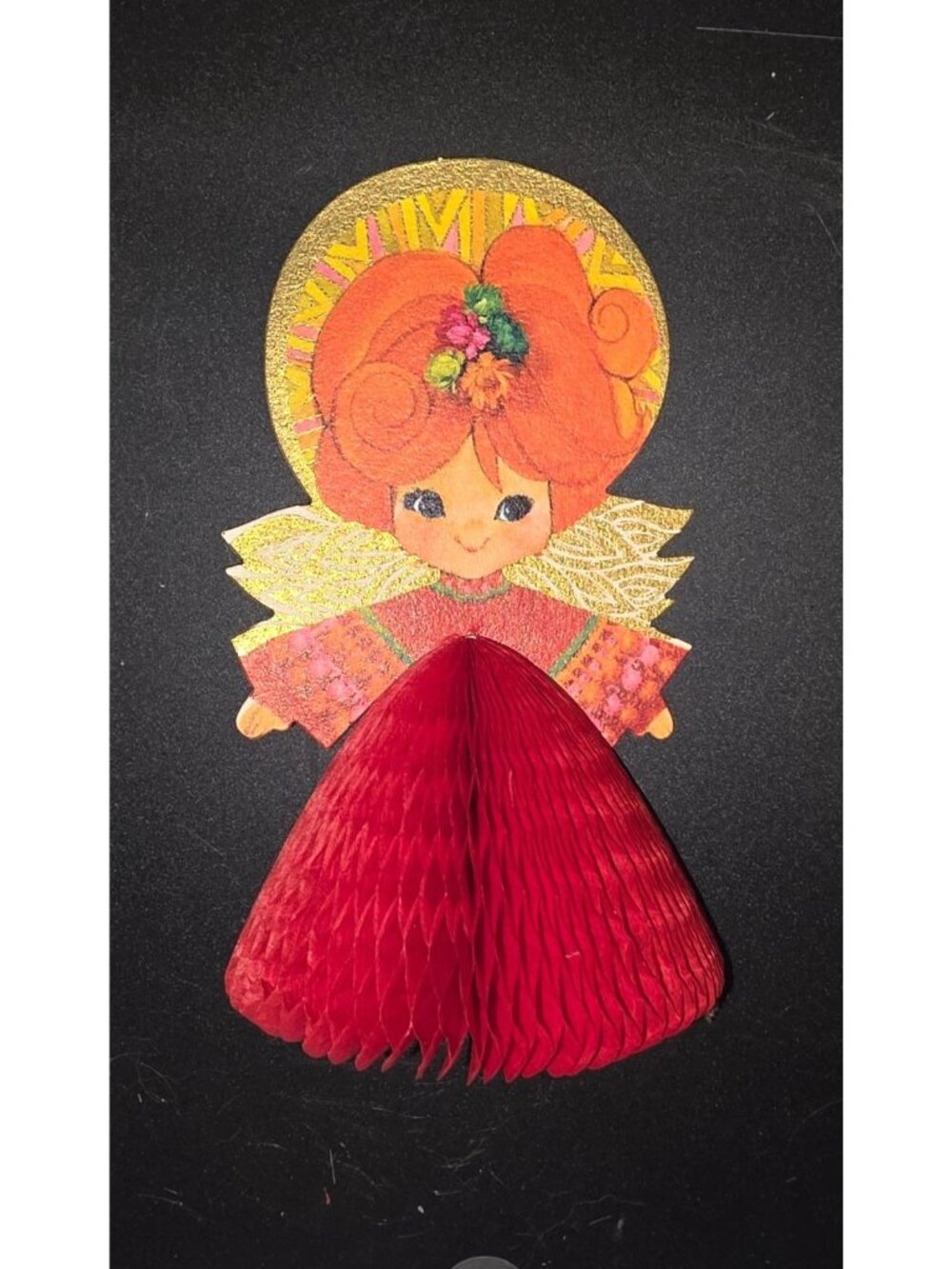 Vintage Retro Hallmark Christmas Angel Die Cut Honeycomb Holiday Decor